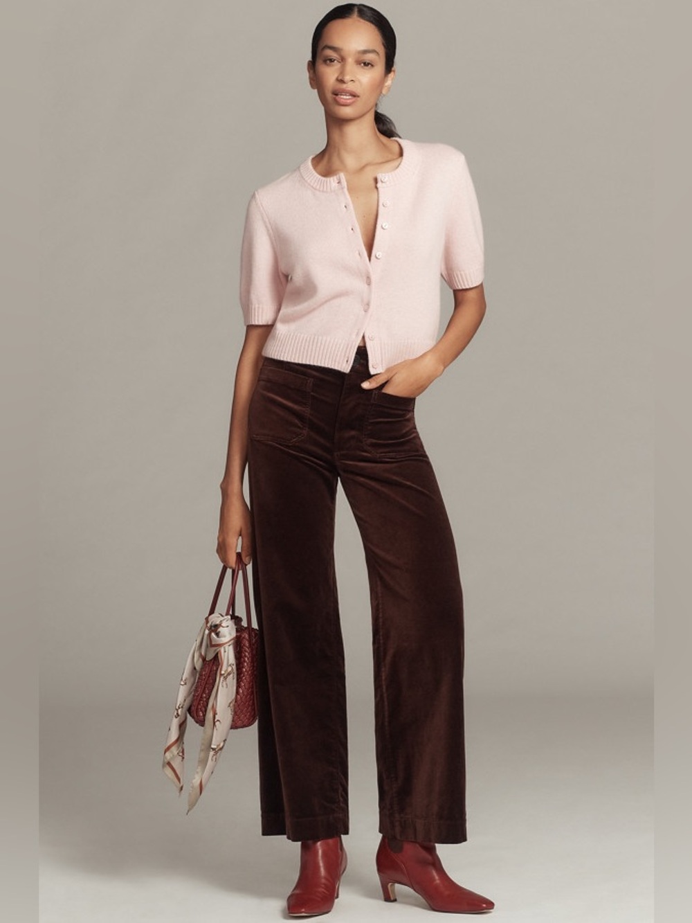 Anthropologie Maeve Colette Full Length Velvet Pants Size 29